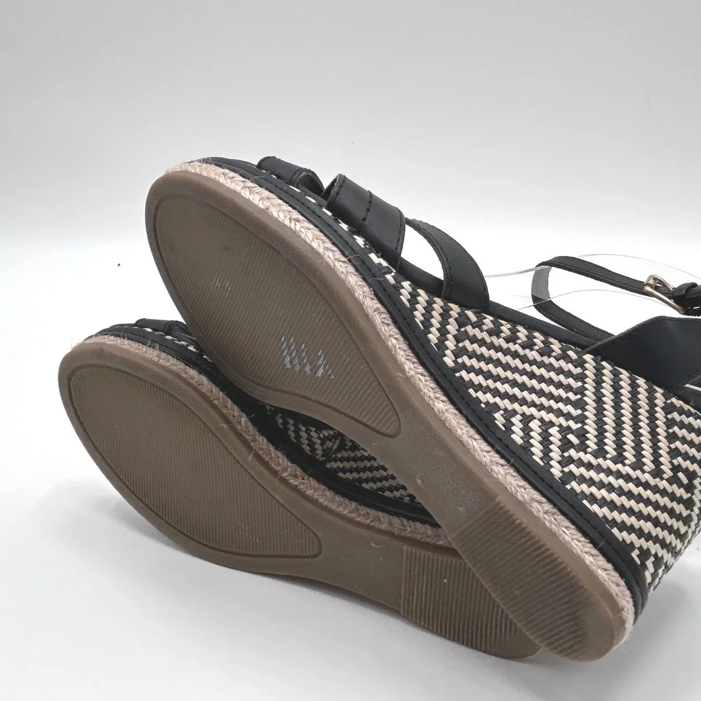 G.H. Bass Reece Ankle Strap Platform Wedge Espadrille Coastal Chic Euro Summer